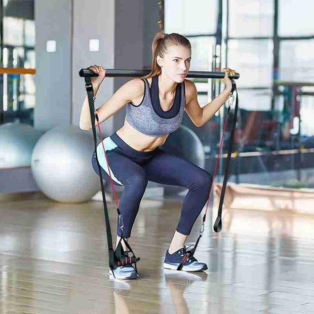 Pilates Bar Kit With Resistance Bands Portable