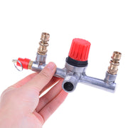 Durable regulator valve with red knob for small air compressors, ensuring stable airflow and accurate pressure control.
