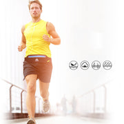 Man running wearing a multifunctional outdoor sports waist bag, perfect for active lifestyles.