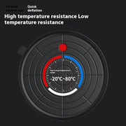 Vacuum suction cup with pressure gauge, showing high and low temperature resistance from -20°C to 80°C.