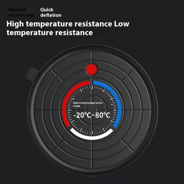 Vacuum suction cup with pressure gauge, showing high and low temperature resistance from -20°C to 80°C.