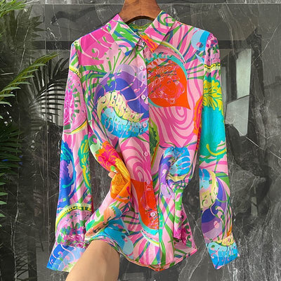European Goods Color Silk Top European Goods Color Silk Top