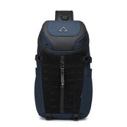 Men's sports waterproof crossbody bag in solid sapphire blue, perfect for leisure travel and showcasing street trend style.
