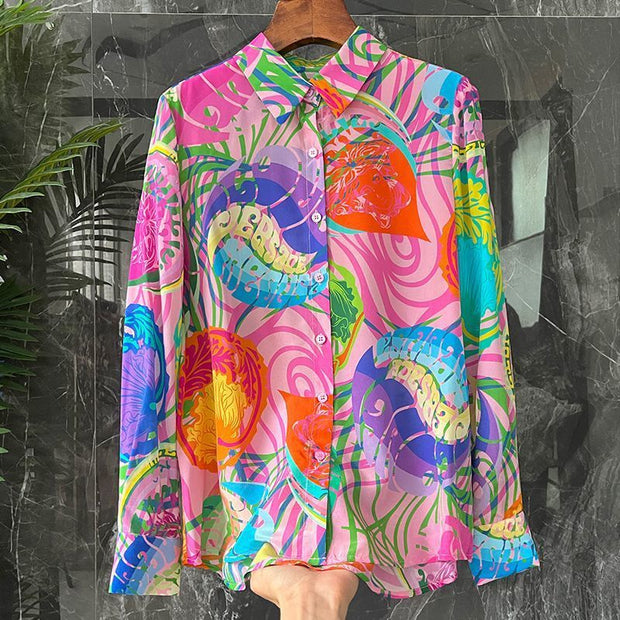 European Goods Color Silk Top European Goods Color Silk Top