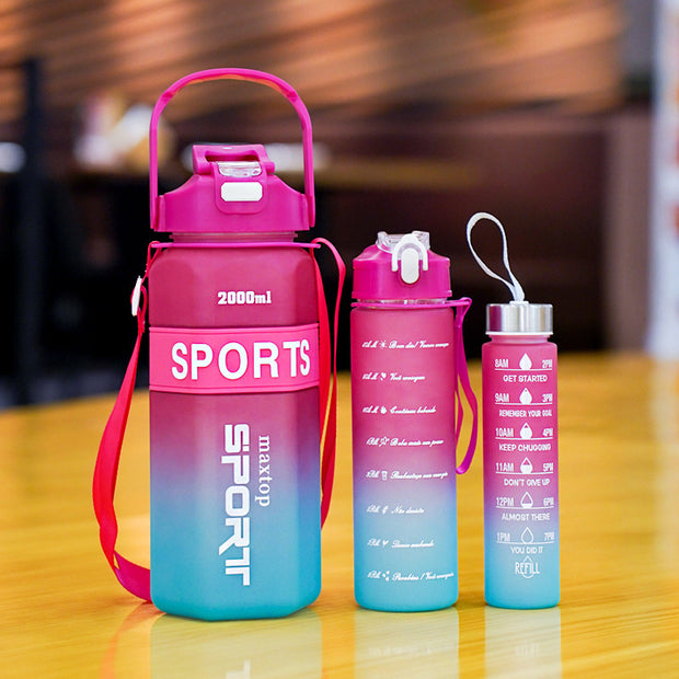 Hexagonal Three-piece Cup Large Capacity Sports Gradient Water Bottle Portable Double Drink Cup