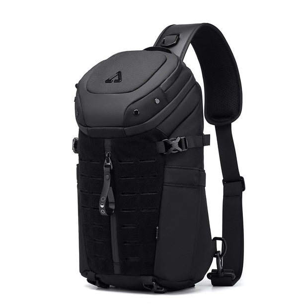 Men's waterproof crossbody bag in sleek black color, perfect for sports and leisure travel.