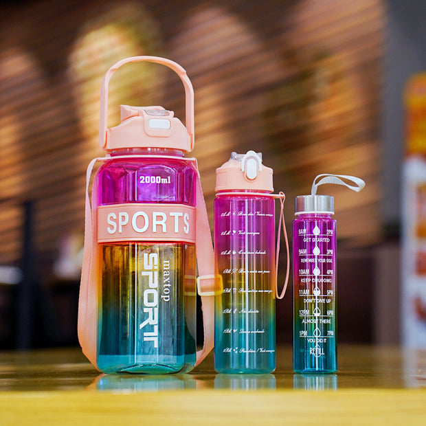Hexagonal Three-piece Cup Large Capacity Sports Gradient Water Bottle Portable Double Drink Cup