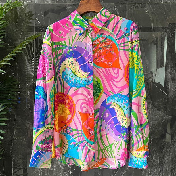 European Goods Color Silk Top European Goods Color Silk Top