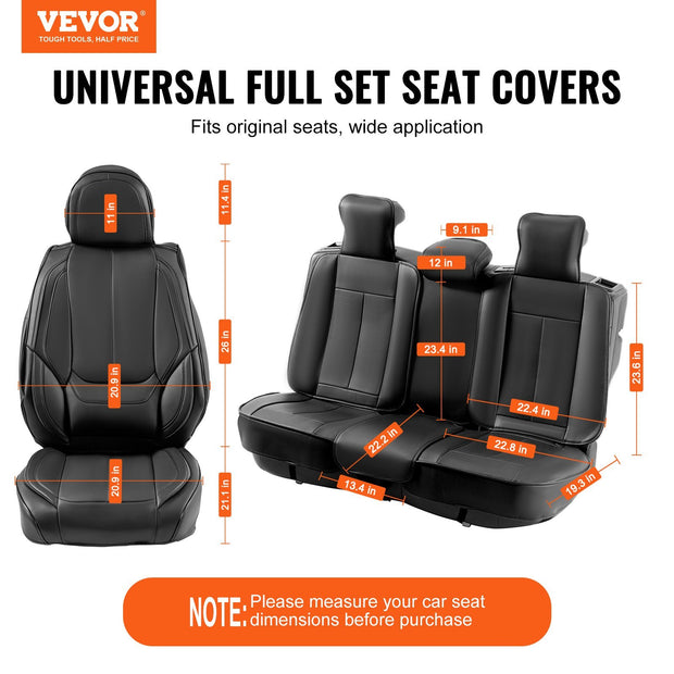 Seat Covers Universal Car Seat Covers Full Set Seats Front And Rear Seat 13pcs Faux Leather Seat Cover Full Enclosed Design Detachable Headrest And Airbag Compatible For Most Car SUV Truck