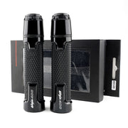 Motorcycle silicone handle covers in black, non-slip design, packaged with a display box.