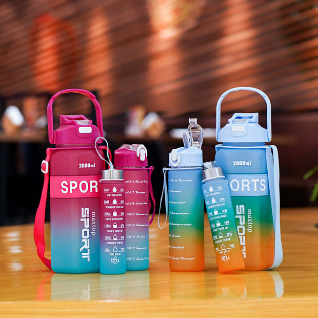 Hexagonal Three-piece Cup Large Capacity Sports Gradient Water Bottle Portable Double Drink Cup