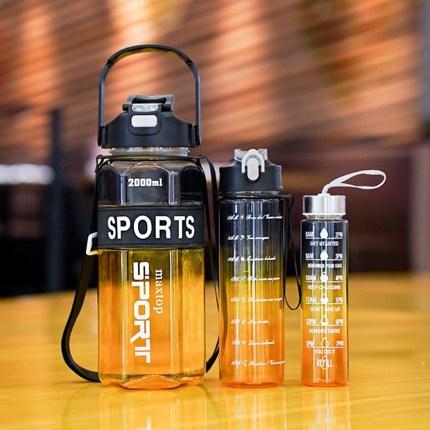 Hexagonal Three-piece Cup Large Capacity Sports Gradient Water Bottle Portable Double Drink Cup